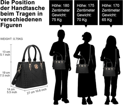 Miss Lulu Damen PU Leder Handtasche Vintage Logo Elegante Schultertasche