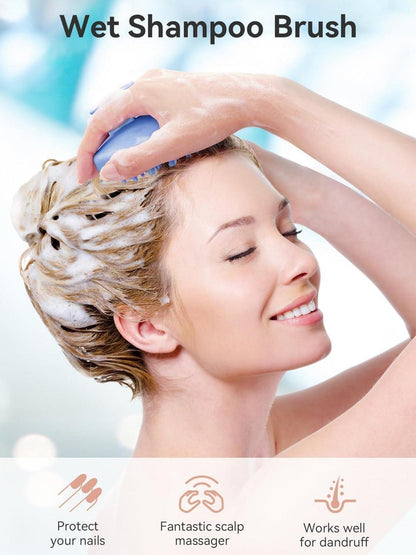 HEETA Kopfhaut Massagebürste Silikon Weiche Borsten Shampoo-Bürste Blau