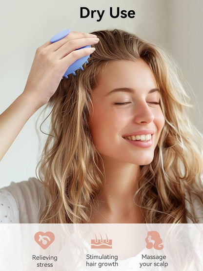 HEETA Silikon Kopfhaut Massagebürste Weiche Borsten Shampoo-Bürste Blau