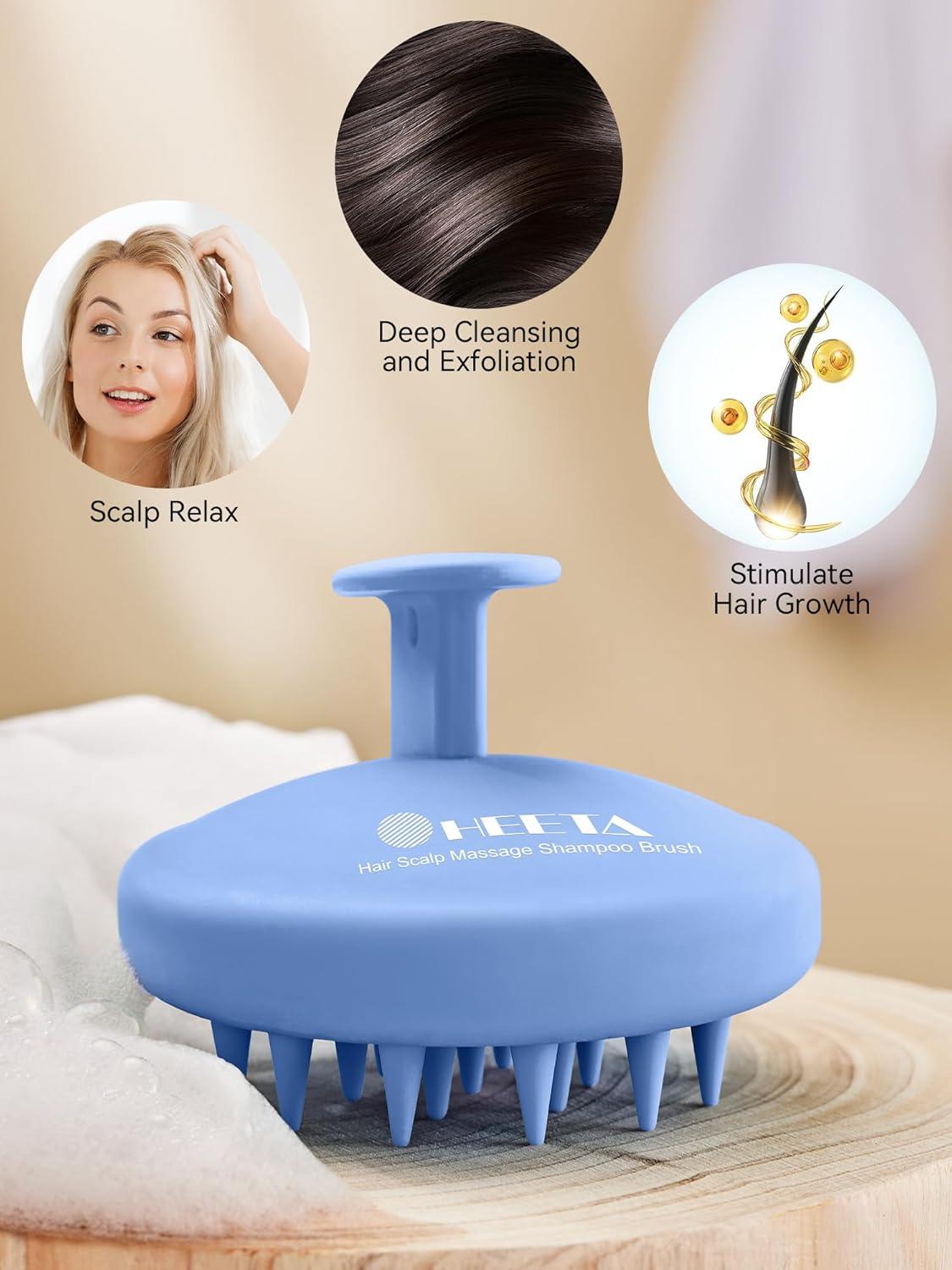 HEETA Kopfhaut Massagebürste Silikon Weiche Borsten Shampoo-Bürste Blau