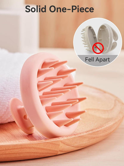 Kopfhaut Massagebürste Silikon Haarborsten Shampoo-Bürste Pink