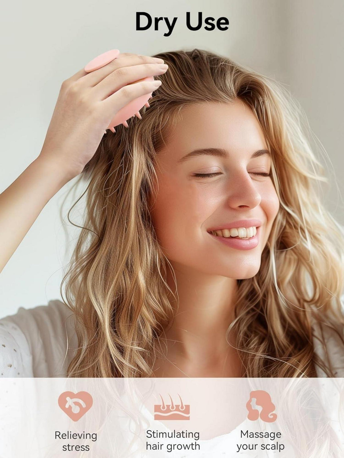 HEETA Kopfhaut Massagebürste Silikon Haar Massagebürste Weiche Borsten Pink