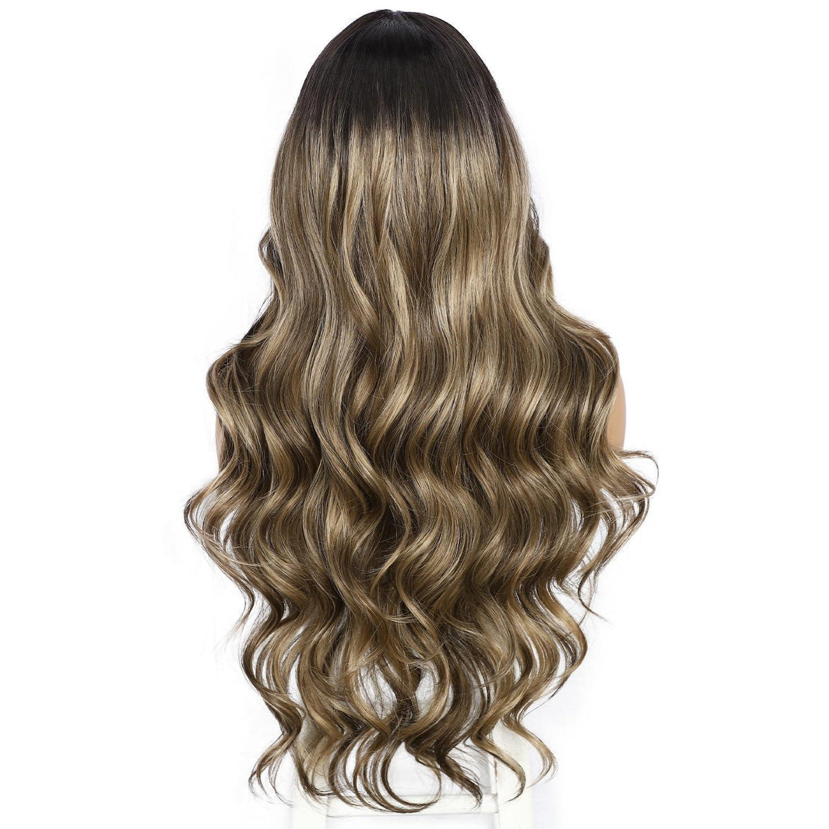 Braune Lace Front Perücke Körperwelle Ombre 26 Zoll Synthetisch