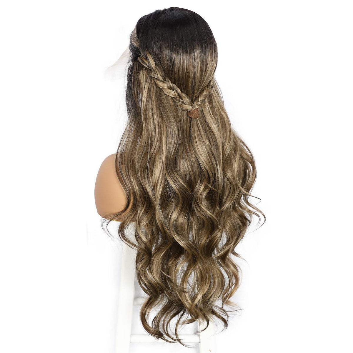 Braune Lace Front Perücke Körperwelle Ombre 26 Zoll Synthetisch