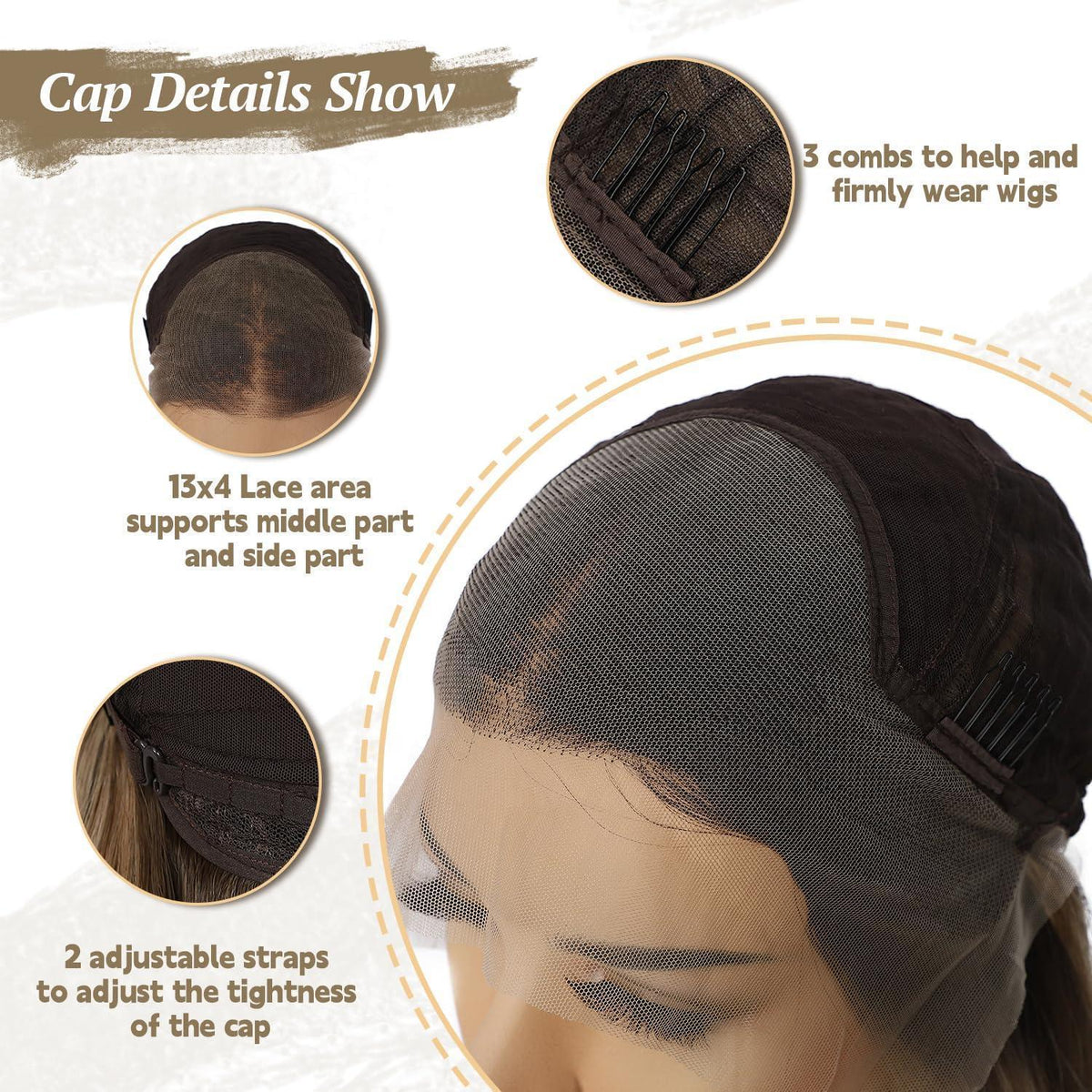 Braune Lace Front Perücke Körperwelle Ombre 26 Zoll Synthetisch