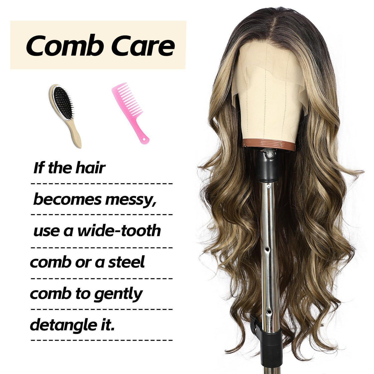 Braune Lace Front Perücke Körperwelle Ombre 26 Zoll Synthetisch