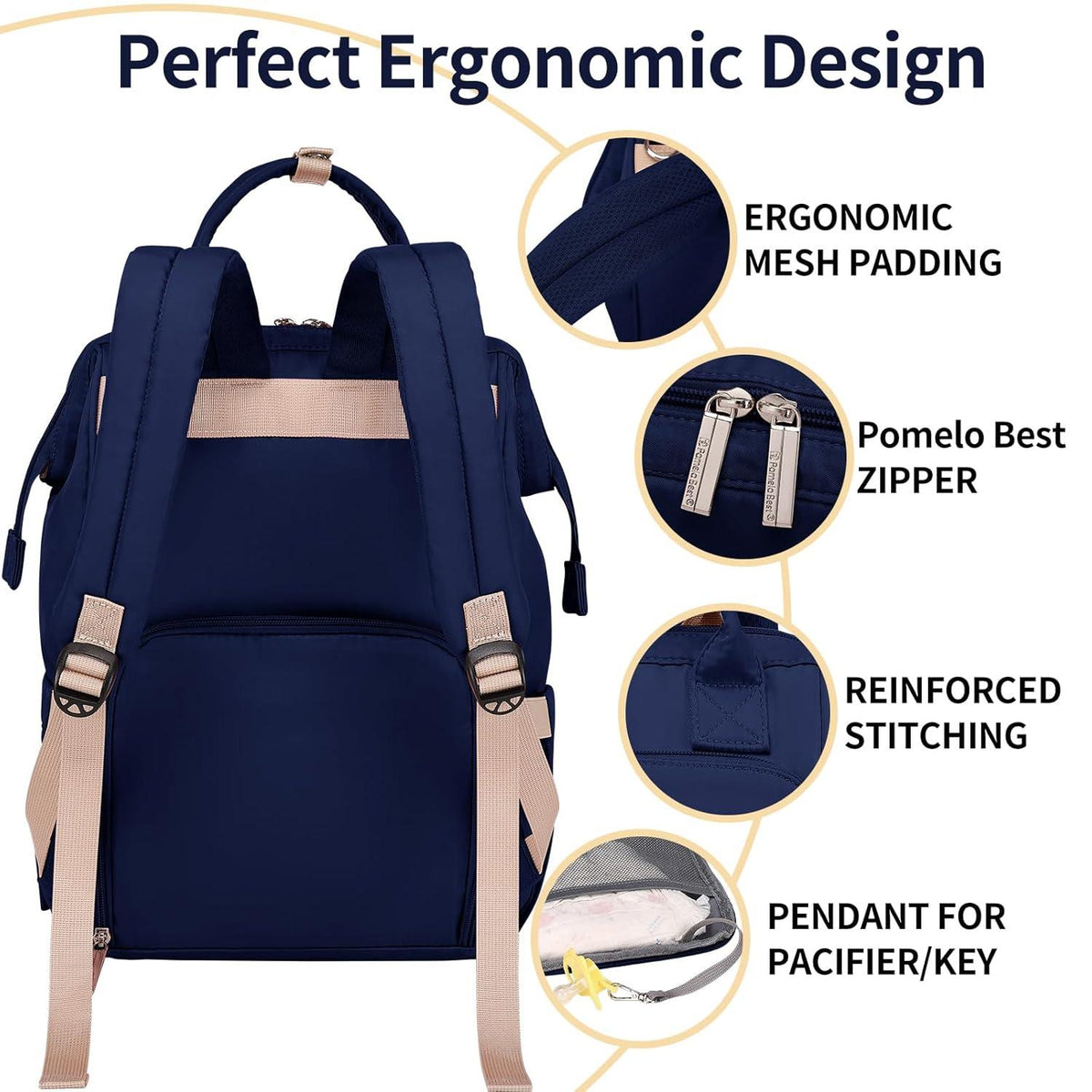 Pomelo Baby Wickelrucksack Große Kapazität und wasserdicht