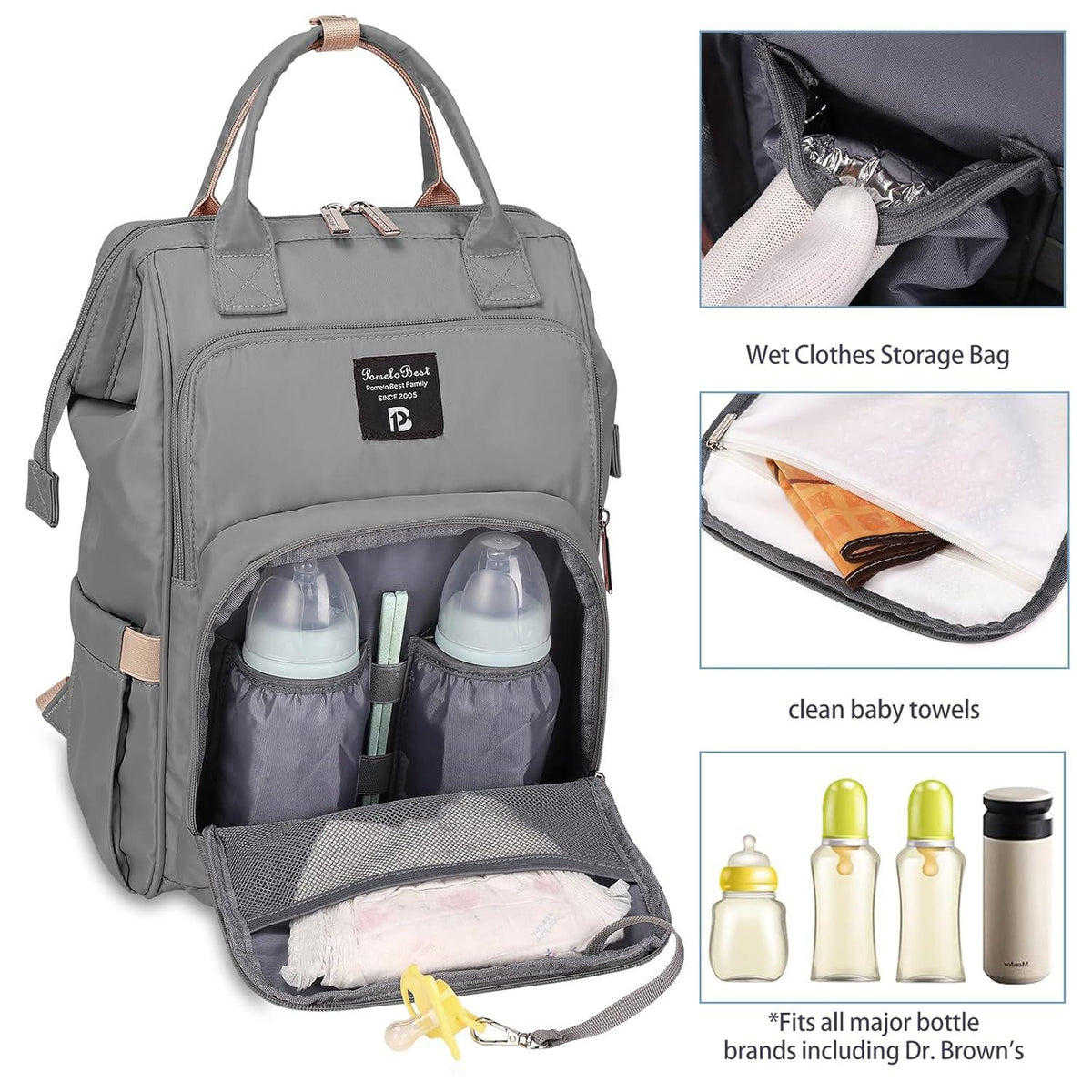 Wickelrucksack mit Wickelunterlage und großer Kapazität