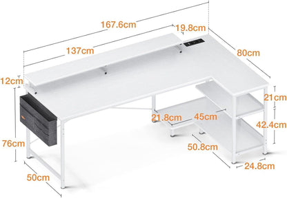 Eckschreibtisch L Form mit USB-Ladeanschluss