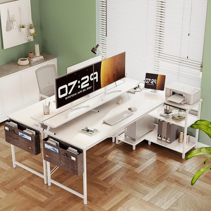 ODK Gaming Schreibtisch L Form Weiß 168x80cm mit USB-Ladeanschluss und Steckdose