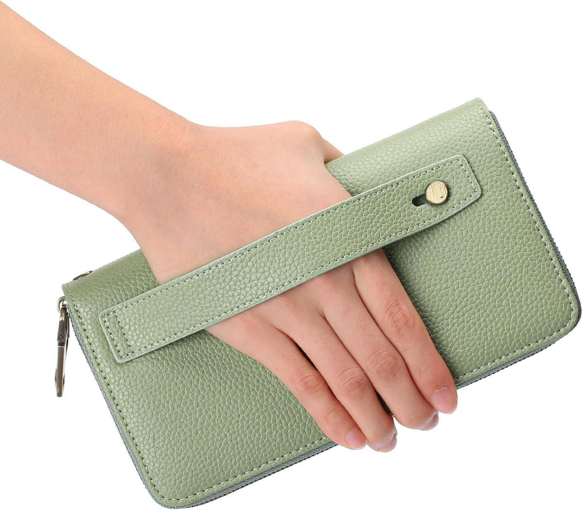 Große Geldbörse Damen Veganes Leder Doppel Reißverschluss RFID Clutch