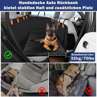 Hundedecke Auto Rückbank – Wasserdicht & Kratzfest mit Sicherheitsgurt