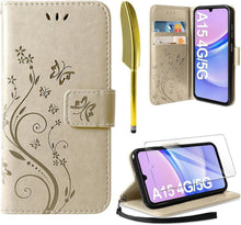 Samsung Galaxy A15 5G/4G Wallet Case Schmetterling Blumen PU Leder
