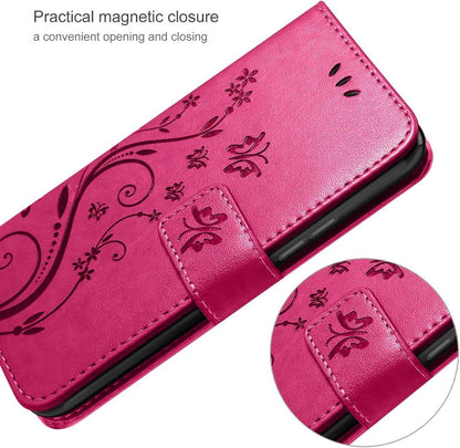 AROYI Samsung Galaxy A55 5G Leder Wallet Hülle Schmetterling Blumen