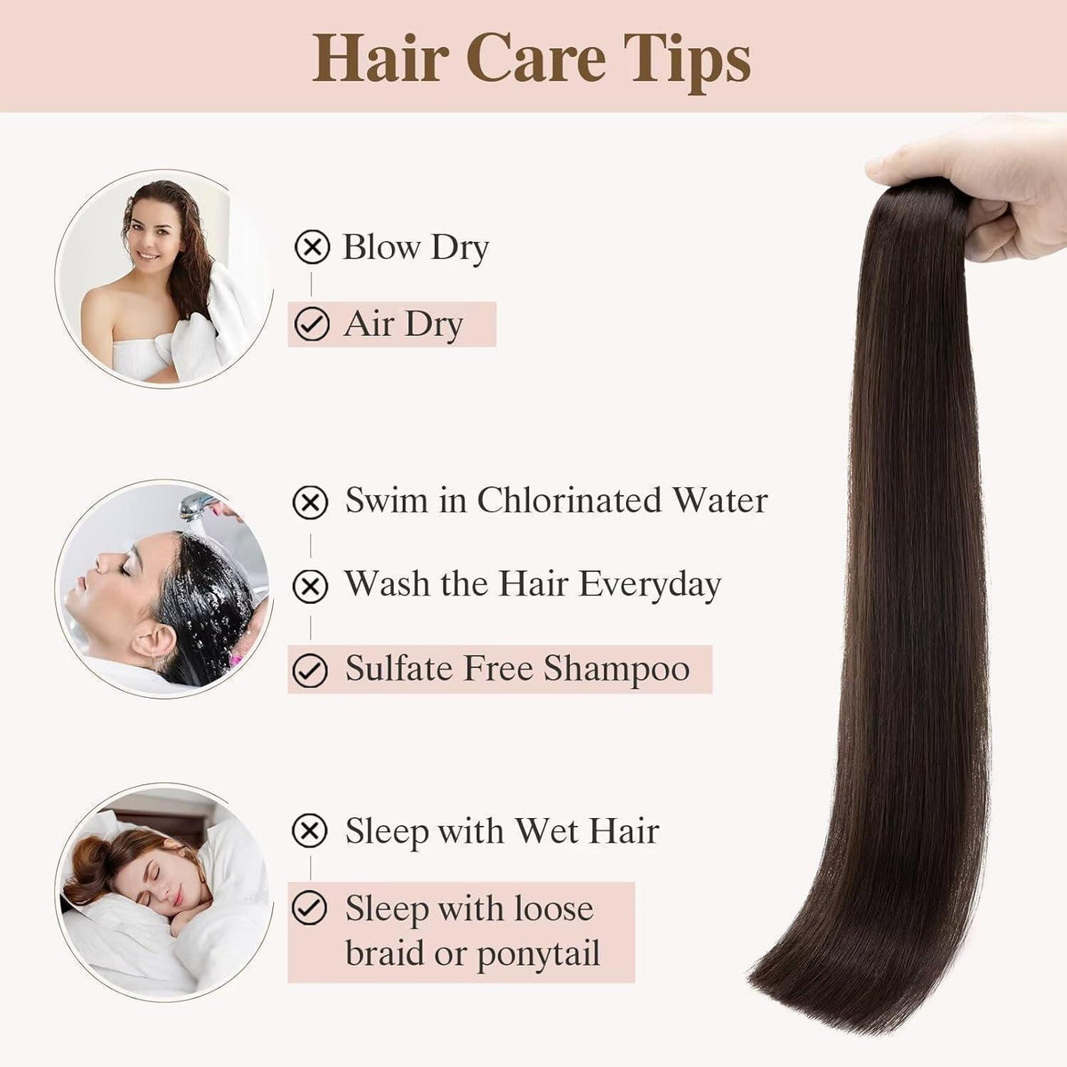 Echthaar Tape Extensions Dunkelbraun 35cm Remy Haarverlängerung
