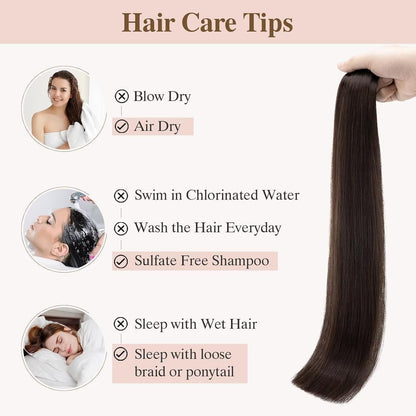 Echthaar Tape Extensions Dunkelbraun 35cm Remy Haarverlängerung
