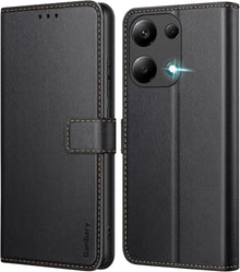 Handyhülle Xiaomi Redmi Note 13 Pro 4G Leder Klapphülle Schwarz