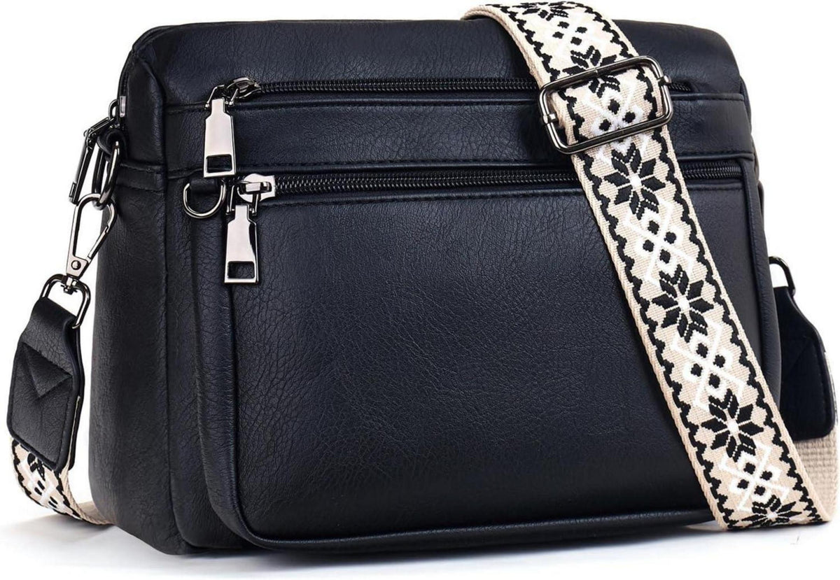 Damen Umhängetasche Mittelgroße Schultertasche aus veganem Leder