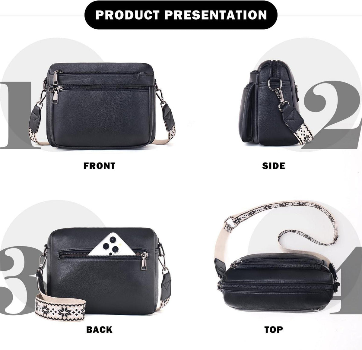 MUIIKOLA Umhängetasche Damen Leder Mittelgroß Crossbody