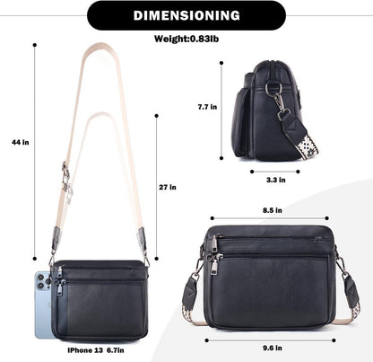 Damen Umhängetasche Mittelgroße Schultertasche aus veganem Leder