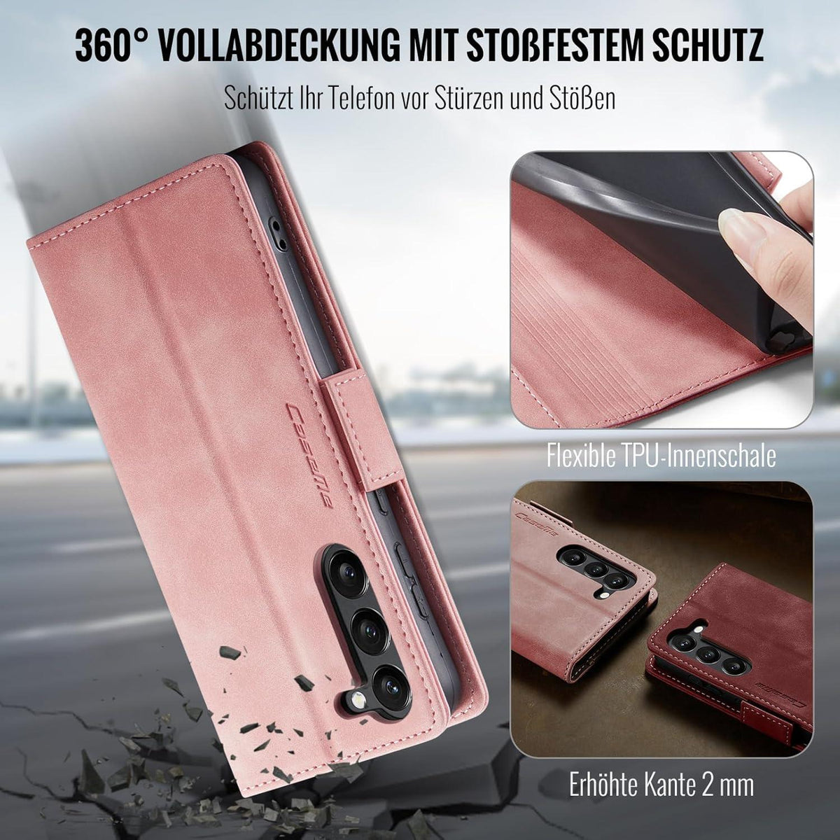 Klapphülle Samsung Galaxy S23 5G RFID Schutz Kartenfach Rosa