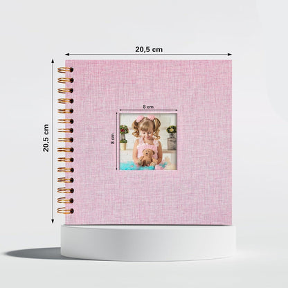 DIY Fotoalbum Leinen Rosa 20,5x20,5 cm mit 40 Seiten