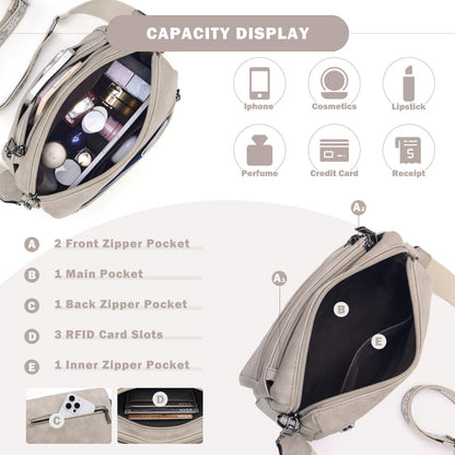 MUIIKOLA Damen Umhängetasche Leder Mittelgroß Crossbody Bag