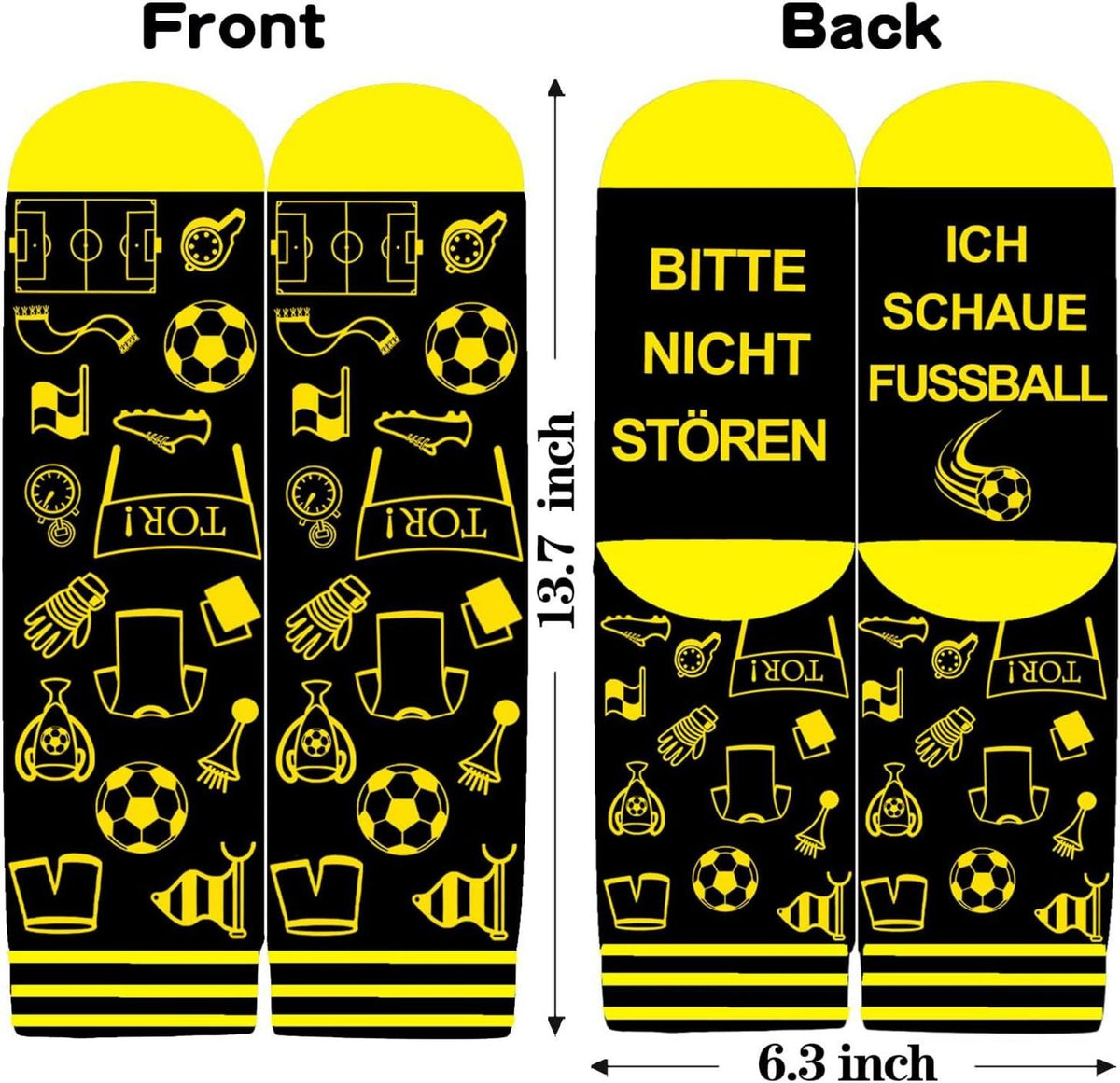 Fussball Fanartikel Socken Geschenk Männer Schwarz Gelb