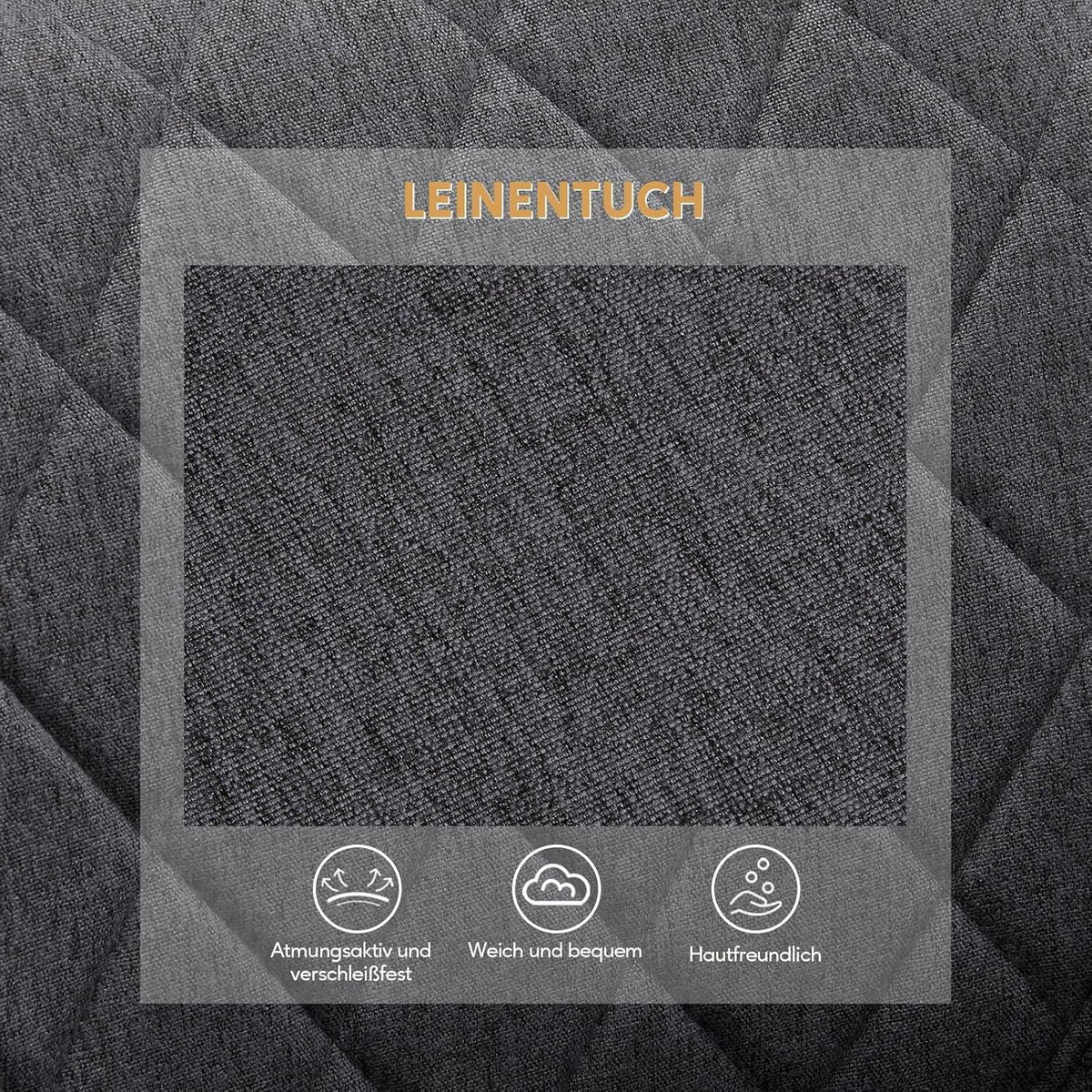 Leinen Esszimmerstühle 2er Set mit Armlehnen & Metallbeinen