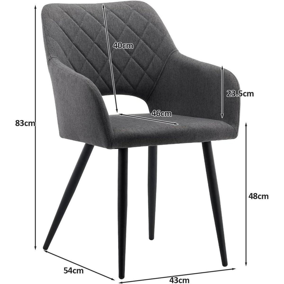 Esszimmerstühle Set 4 Grau, Gepolsterte Sitzfläche & Offene Rückenlehne