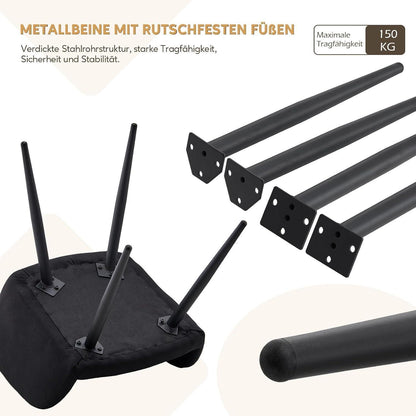 Esszimmerstühle 4er Set Leinen, gepolstert, Schwarz
