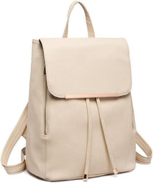 Damen PU Leder Rucksack Wasserdicht Beige