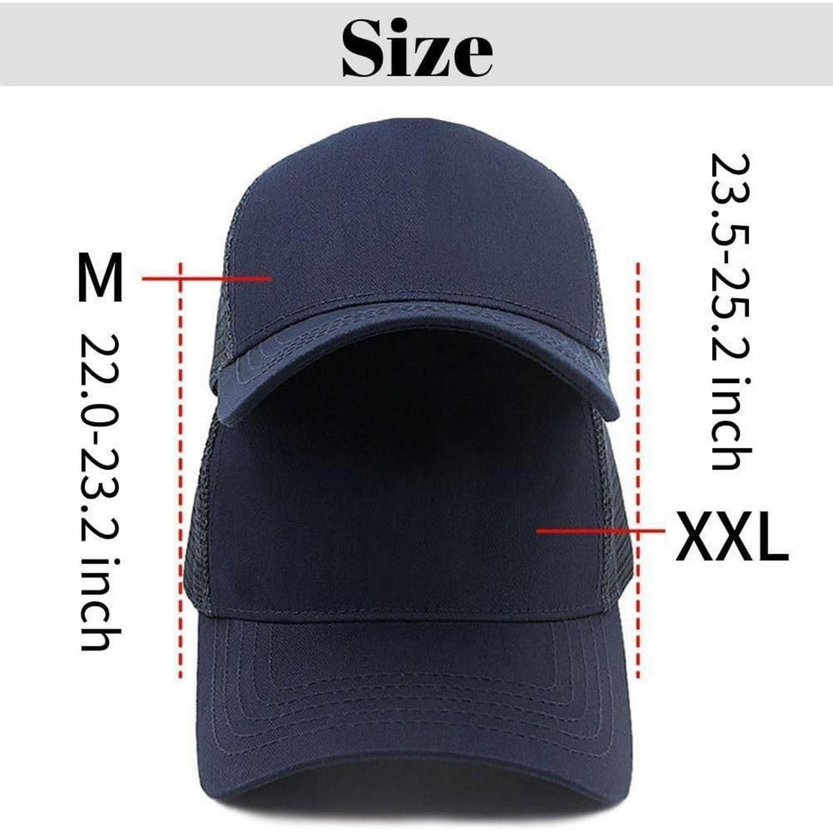 XXL Baseball Cap Herren Baumwolle Verstellbar – Schwarz