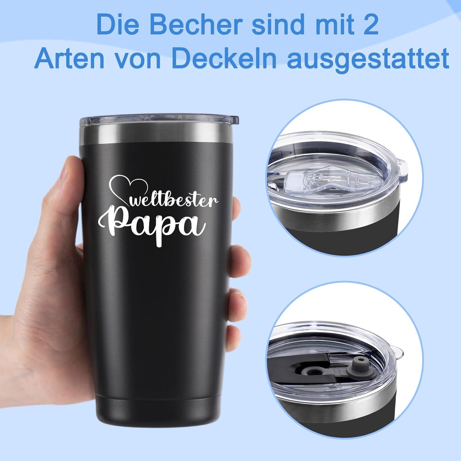Papa Geschenk Vatertag Tasse Weltbester Männer Edelstahl Thermobecher