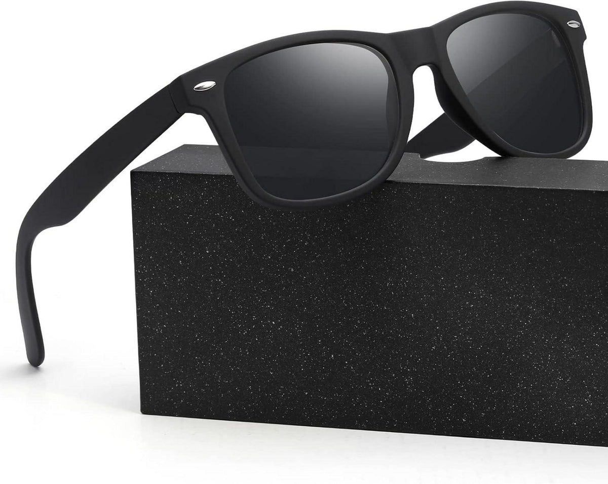 Polarisierte Sonnenbrille Sportbrille UV400 Schwarz Vintage