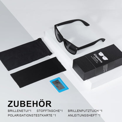 Polarisierte Sonnenbrille Schwarz UV400 Retro Vintage Sportbrille Unisex