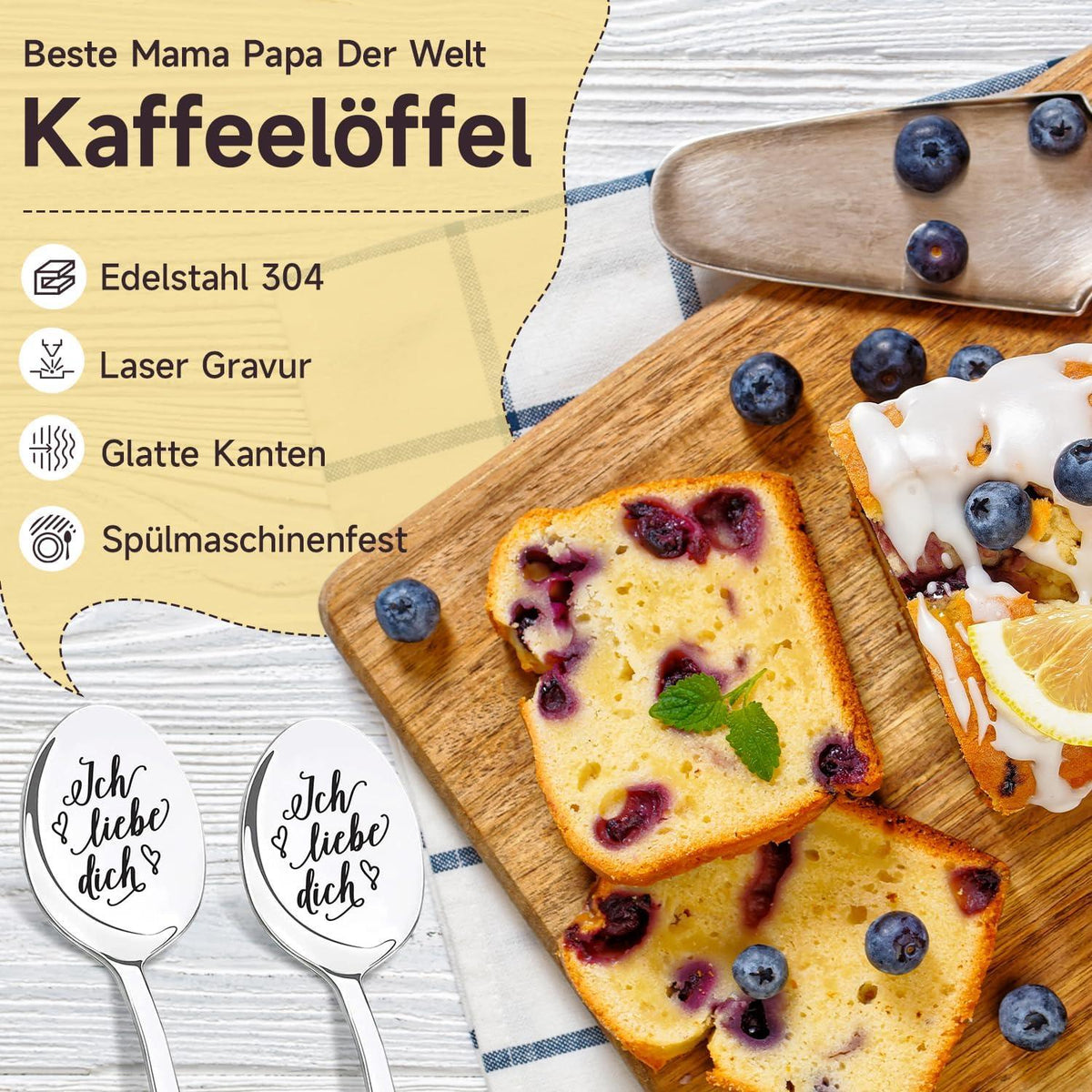 Valentinstag Geschenk 2 Stück Liebes Löffel mit Gravur - Ich