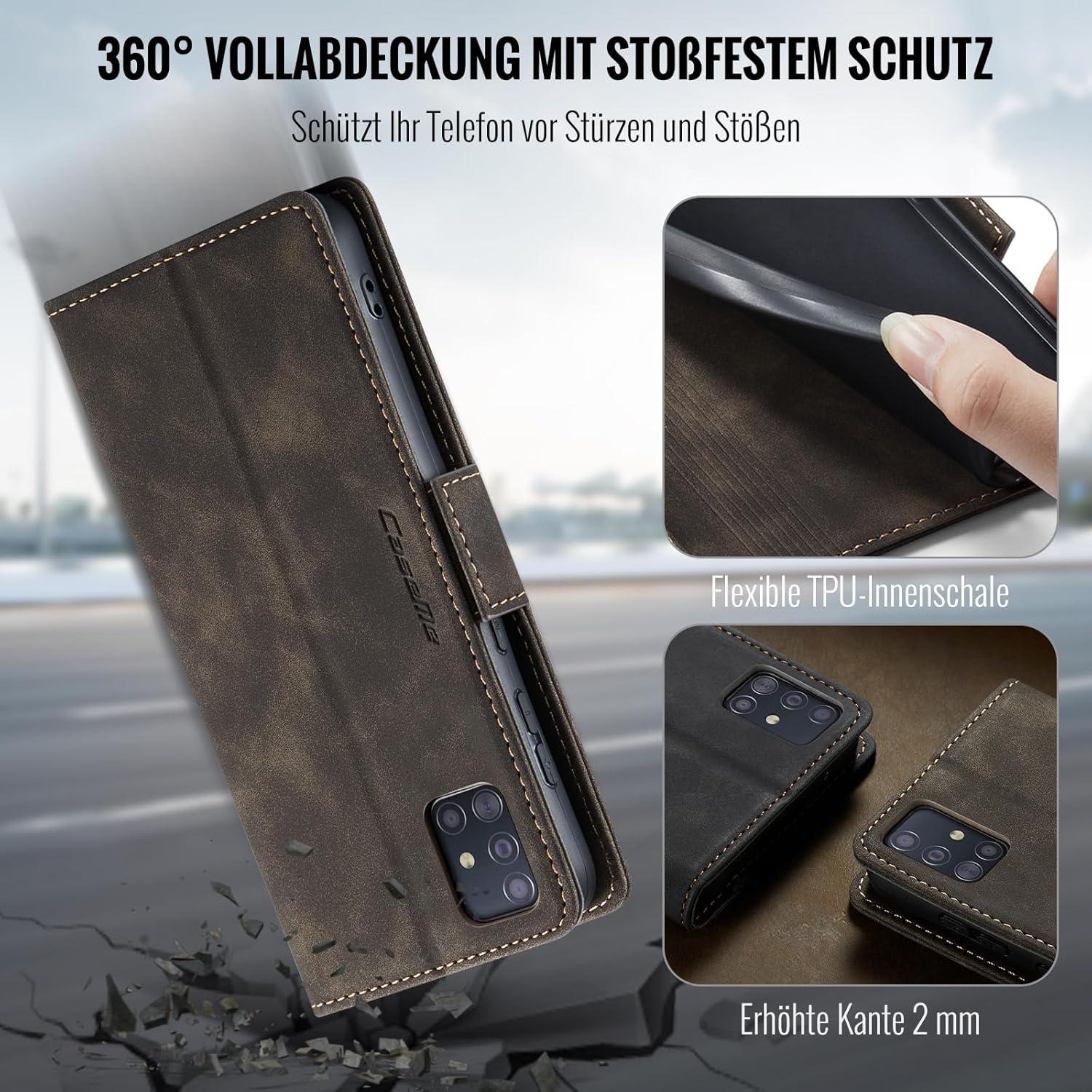 Handyhülle Samsung Galaxy A51 4G Klapphülle PU Leder RFID Schutz Standfunktion