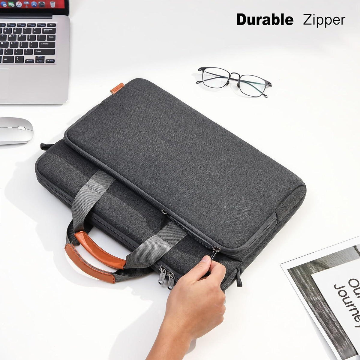 Erweiterbare Laptoptasche bis 17,3 Zoll, wasserdicht, dunkelgrau