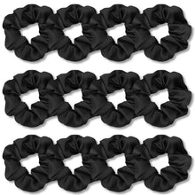 12er Set Haargummis Scrunchies aus Satin Schwarz weich und elastisch