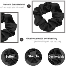 Haargummis Scrunchies Satin Schwarz 12er Set - Weich