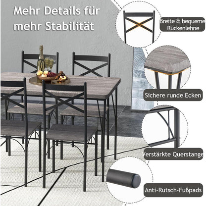 Esstisch Set 5-teilig mit Stühlen – Moderne Essgruppe für 4 Personen