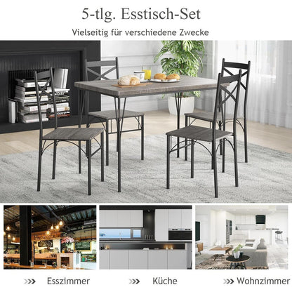 Esstisch Set 5-teilig mit Stühlen – Moderne Essgruppe für 4 Personen