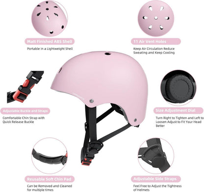 Kinder Fahrradhelm Skaterhelm verstellbar CE-zertifiziert Hellpink