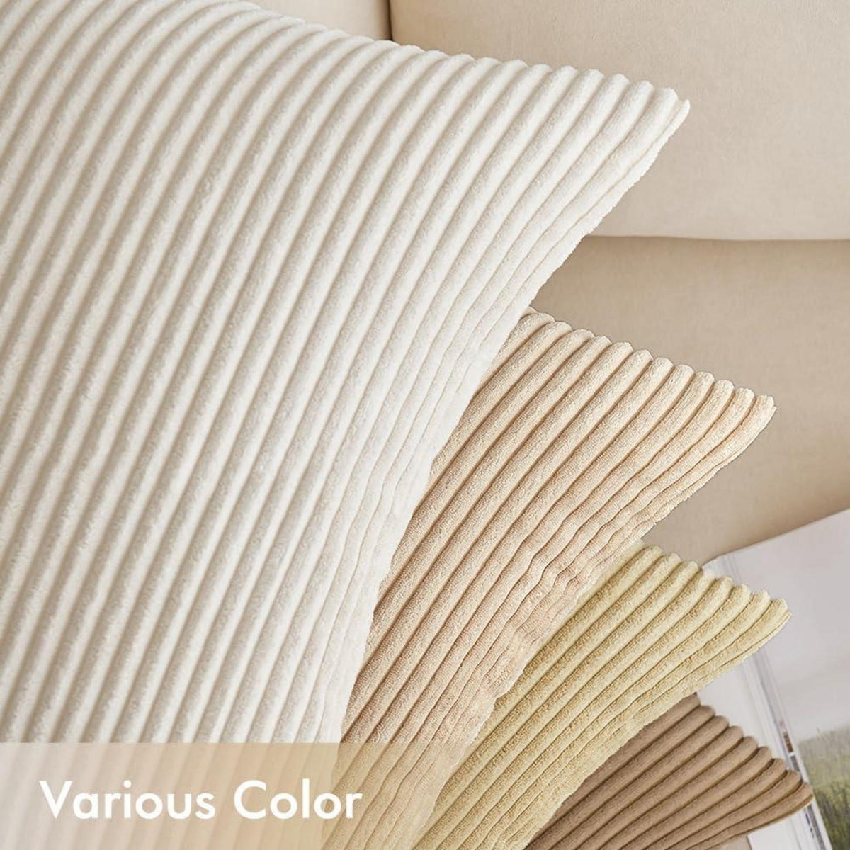 4er Set Kordsamt Kissenbezug Zierkissenbezüge 40x40 cm Beige