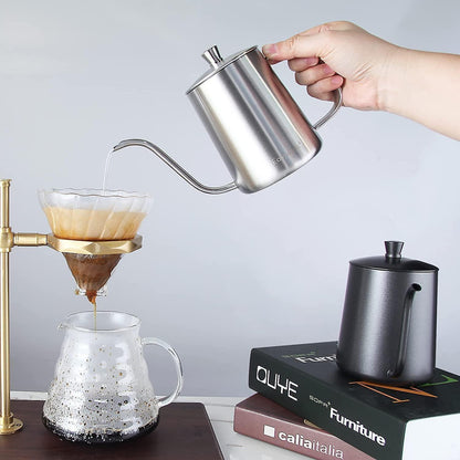 Edelstahl Gage Gooseneck Pour Over Kaffeekessel 600ml mit Thermometer