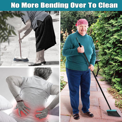 JEHONN Besen Kehrschaufel Set 137cm Langstiel Broom Kehrset Innen Garten Büro