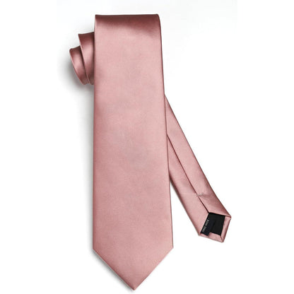 Herren Krawatten-Set mit Einstecktuch, Hochzeitskrawatte, T-Rosa