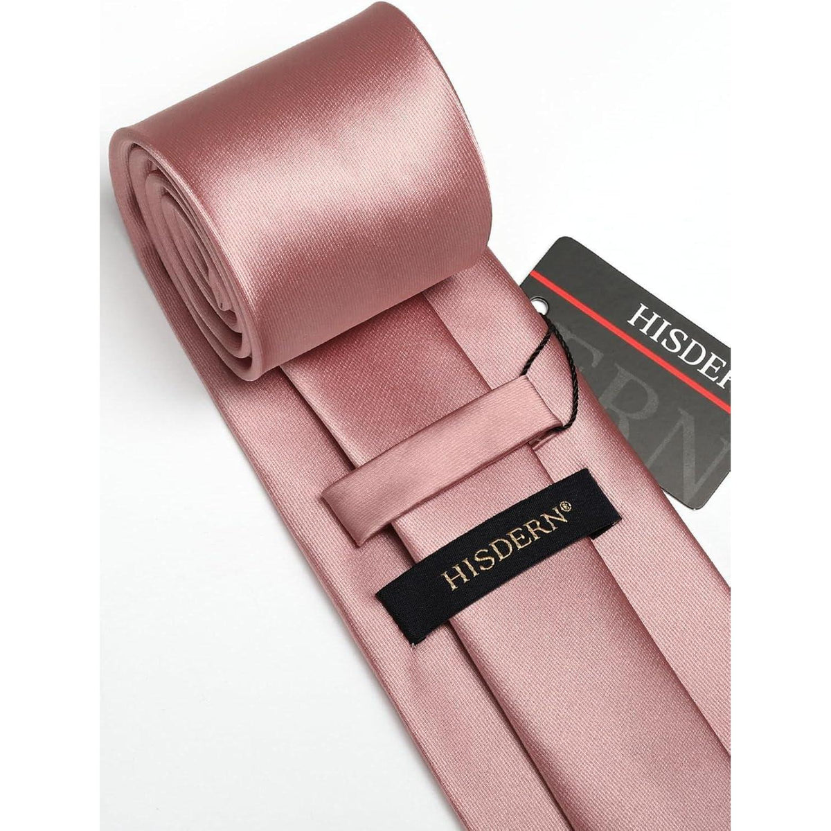 Herren Krawatten-Set mit Einstecktuch, Hochzeitskrawatte, T-Rosa