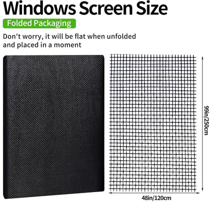Fliegennetz Meterware 120x250cm – Fiberglas Insektenschutz Gewebe Schwarz
